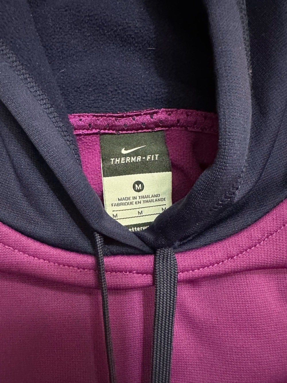 Nike Therma Fit Two-Tone Purple & Black Hoodie Size Medium - Picture 2 of 3